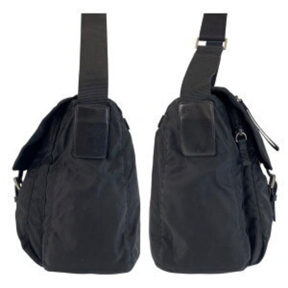 Prada Tessuto triangular logo plate black Nylon shoulder messenger bag - Picture 5 of 10
